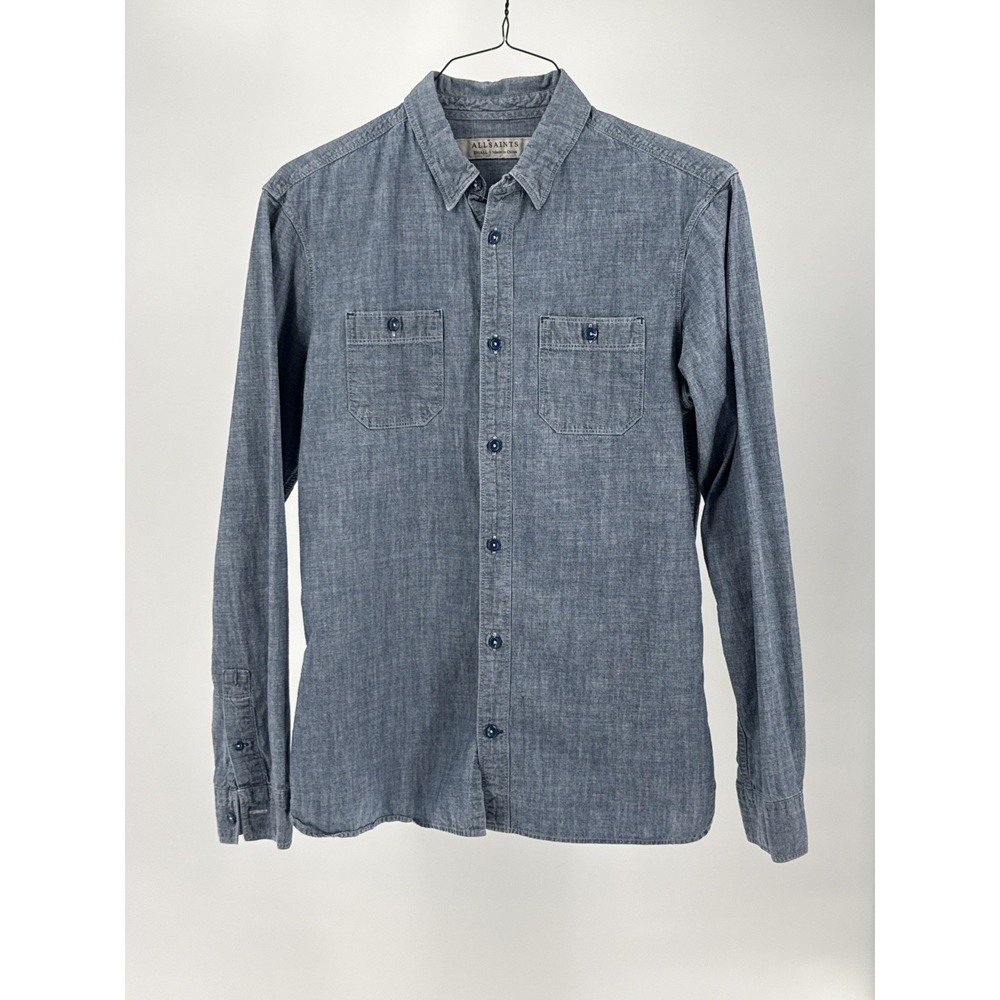 AllSaints Blue Denim Button Down Shirt Size Small Fashion